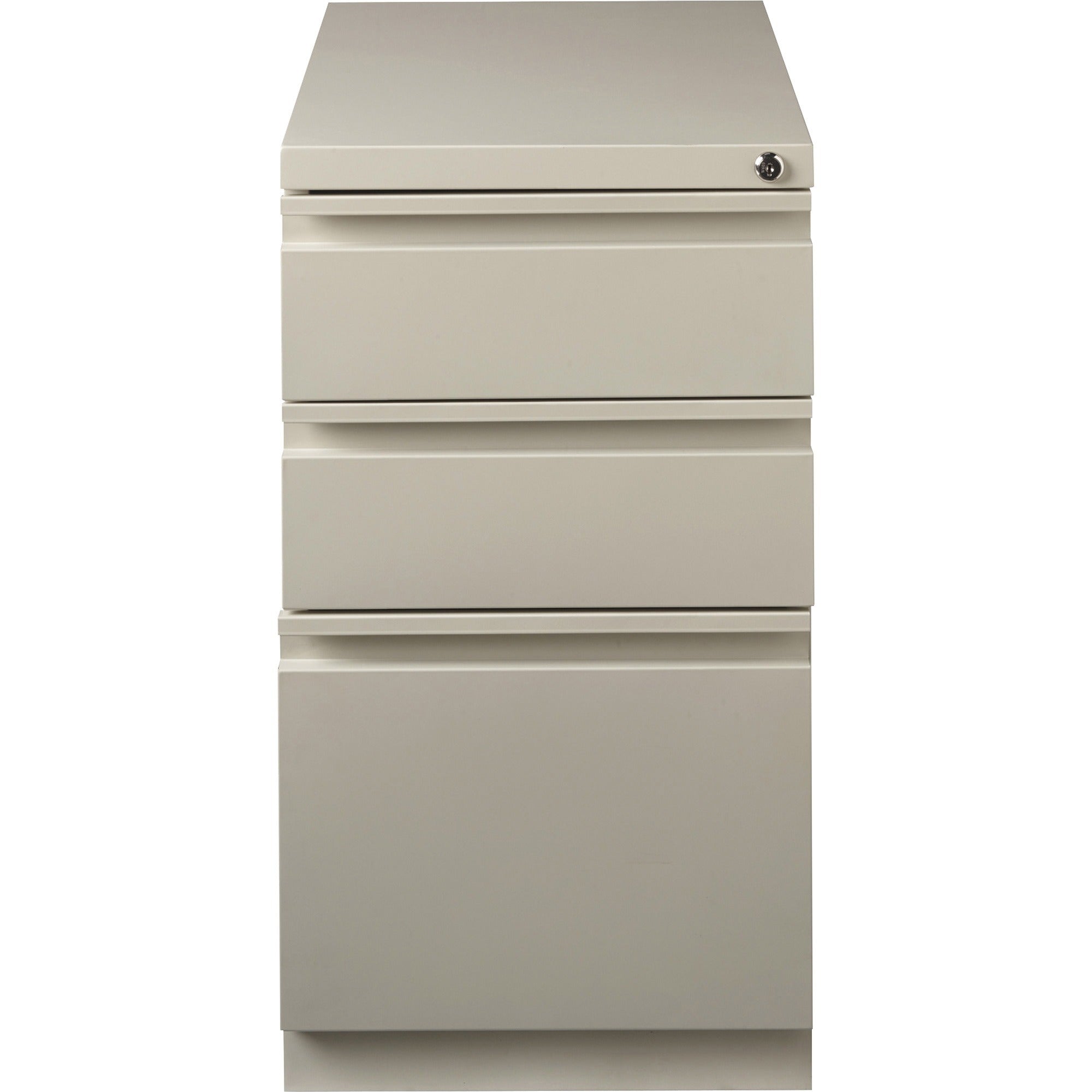 Lorell 20" Box/Box/File Mobile File Cabinet with Full-Width Pull - 15" x 20" x 27.8" - Letter - Ball-bearing Suspension, Security Lock, Recessed Handle - Putty - Steel - Recycled - 