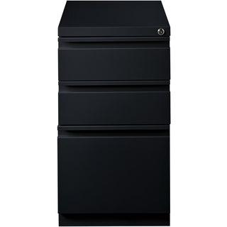 Lorell 20" Box/Box/File Mobile File Cabinet with Full-Width Pull - 15" x 20" x 27.8" - Letter - Ball-bearing Suspension, Recessed Handle, Security Lock - Black - Steel - Recycled