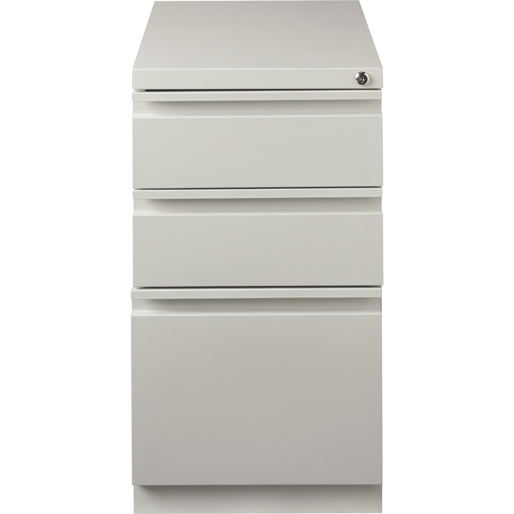Lorell 20" Box/Box/File Mobile File Cabinet with Full-Width Pull - 15" x 20" x 27.8" - Letter - Security Lock, Recessed Handle, Ball-bearing Suspension - Light Gray - Steel - Recycled - 