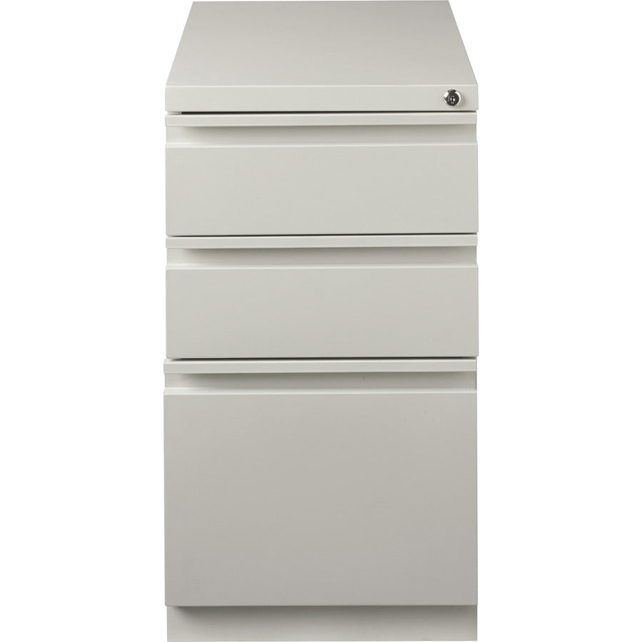 Lorell 20" Box/Box/File Mobile File Cabinet with Full-Width Pull - 15" x 20" x 27.8" - Letter - Security Lock, Recessed Handle, Ball-bearing Suspension - Light Gray - Steel - Recycled