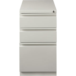 Lorell 20" Box/Box/File Mobile File Cabinet with Full-Width Pull - 15" x 20" x 27.8" - Letter - Security Lock, Recessed Handle, Ball-bearing Suspension - Light Gray - Steel - Recycled