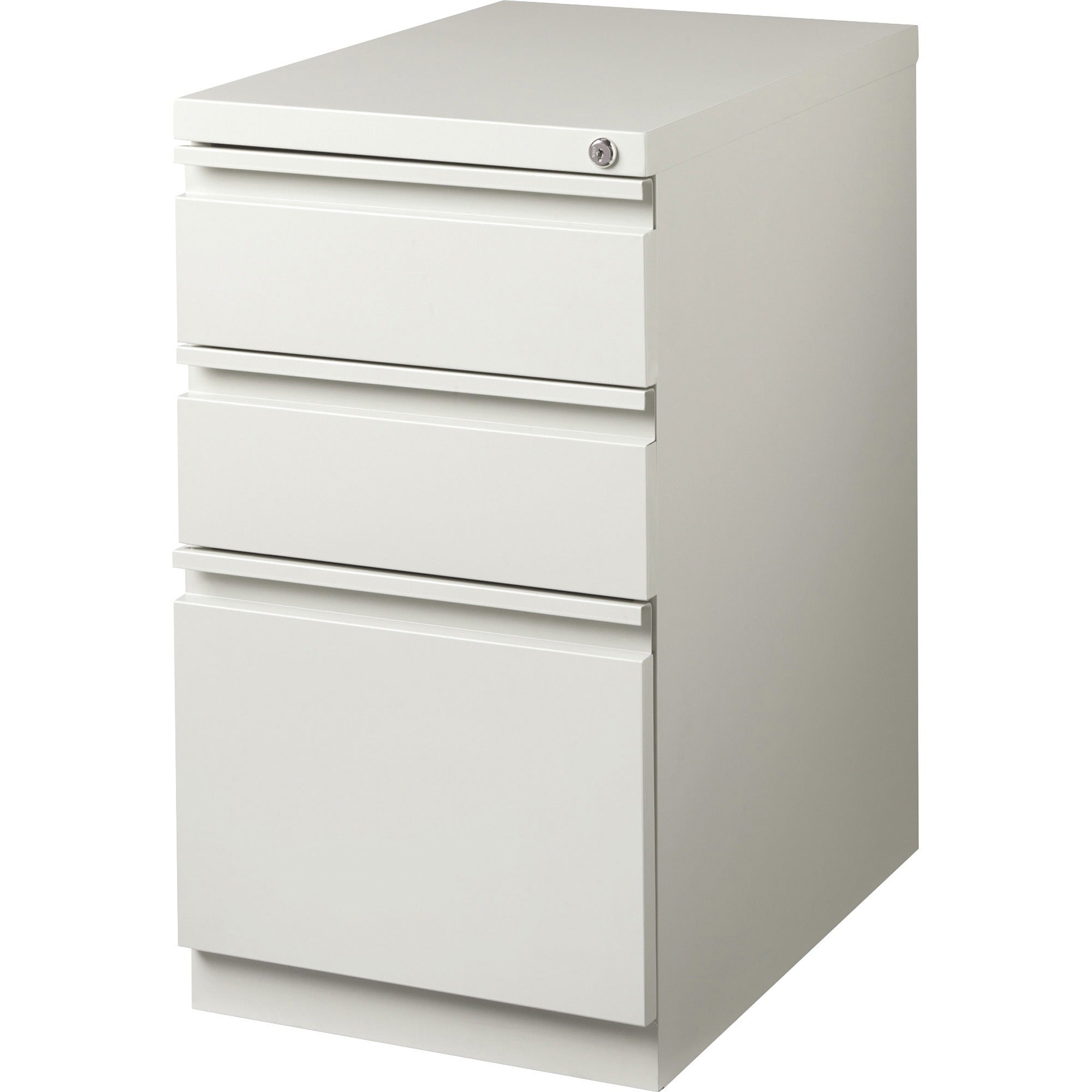 Lorell 20" Box/Box/File Mobile File Cabinet with Full-Width Pull - 15" x 20" x 27.8" - Letter - Security Lock, Recessed Handle, Ball-bearing Suspension - Light Gray - Steel - Recycled - 