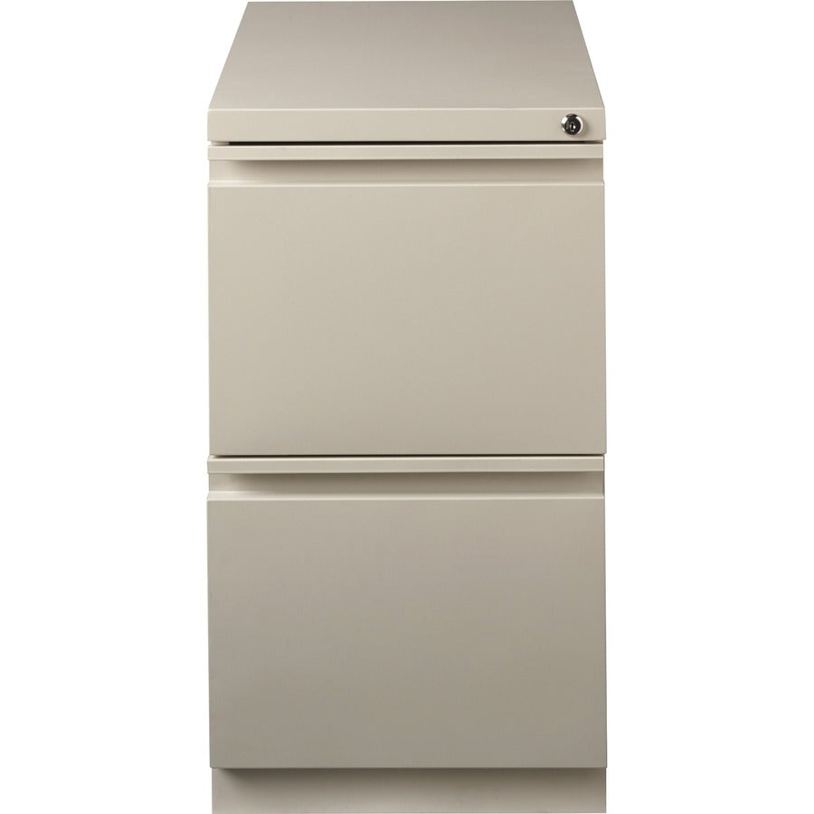 Lorell 20" File/File Mobile File Cabinet with Full-Width Pull - 15" x 20" x 27.8" - Letter - Recessed Handle, Ball-bearing Suspension, Security Lock - Putty - Steel - Recycled