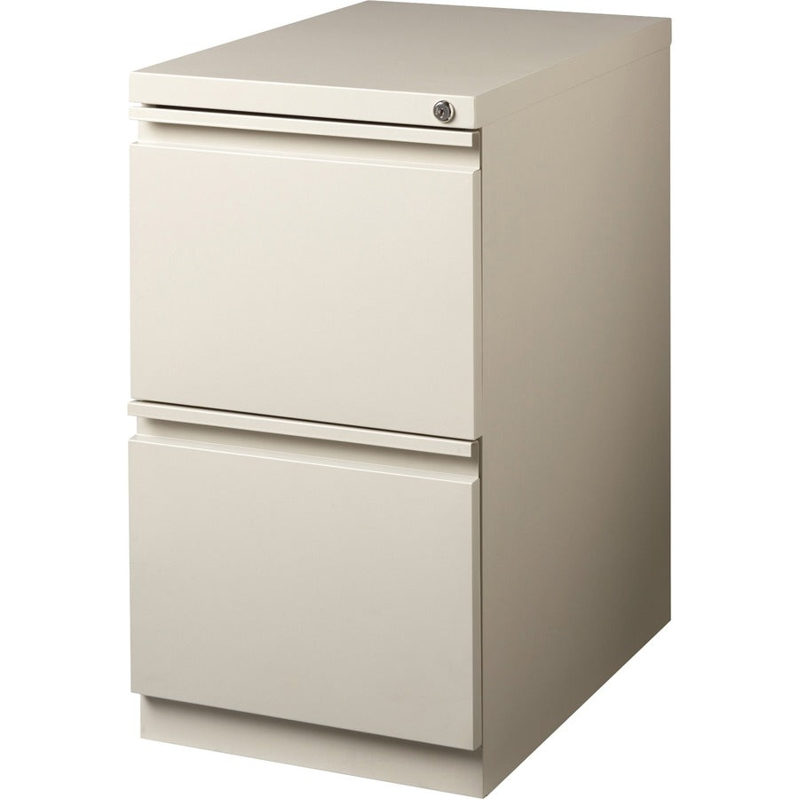 Lorell 20" File/File Mobile File Cabinet with Full-Width Pull - 15" x 20" x 27.8" - Letter - Recessed Handle, Ball-bearing Suspension, Security Lock - Putty - Steel - Recycled