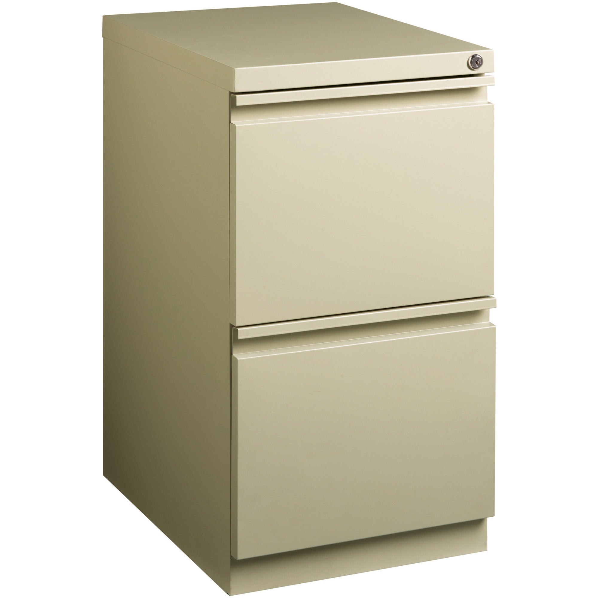 Lorell 20" File/File Mobile File Cabinet with Full-Width Pull - 15" x 20" x 27.8" - Letter - Recessed Handle, Ball-bearing Suspension, Security Lock - Putty - Steel - Recycled - 