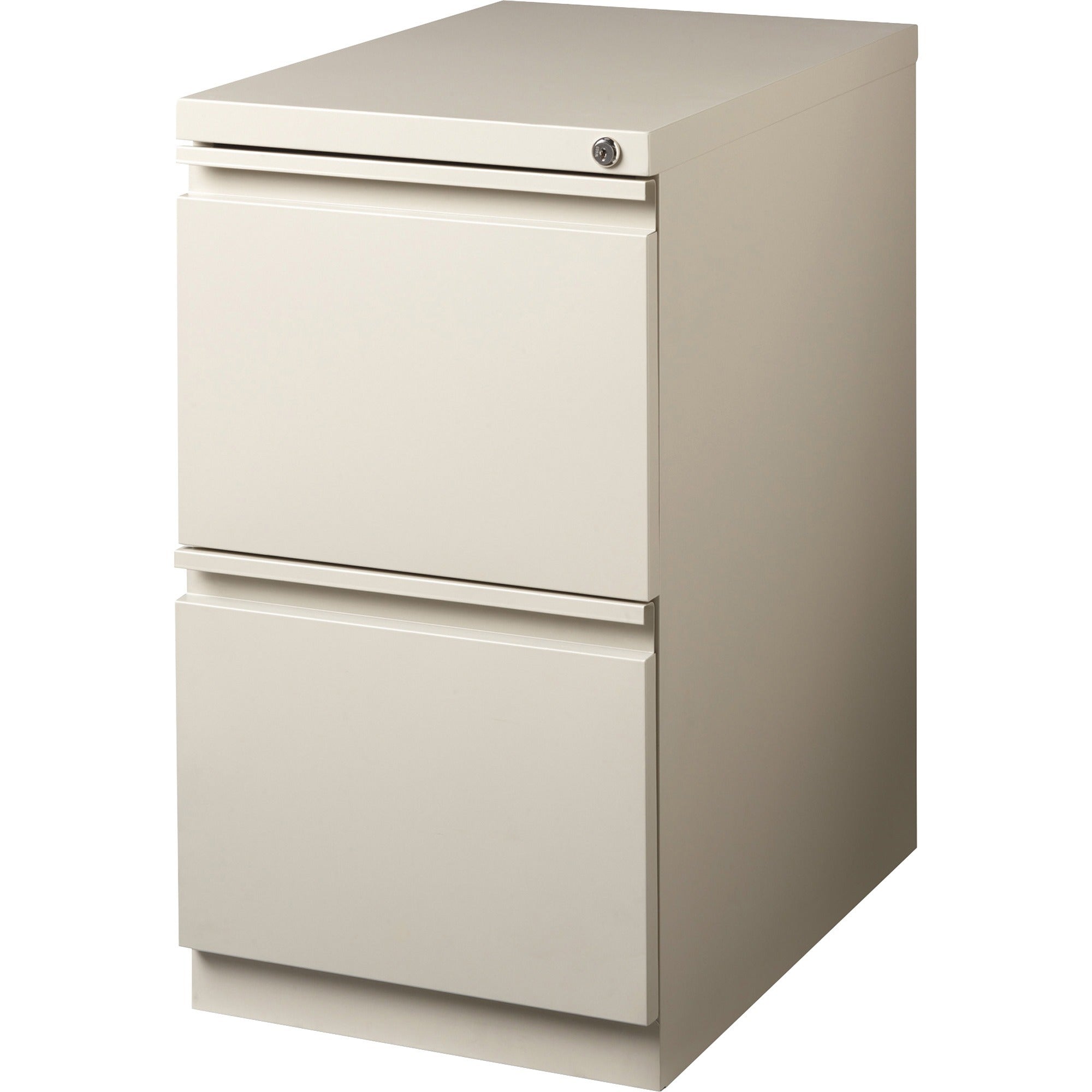 Lorell 20" File/File Mobile File Cabinet with Full-Width Pull - 15" x 20" x 27.8" - Letter - Recessed Handle, Ball-bearing Suspension, Security Lock - Putty - Steel - Recycled - 