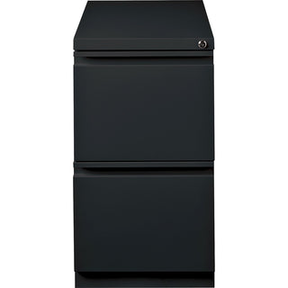 Lorell 20" File/File Mobile File Cabinet with Full-Width Pull - 15" x 20" x 27.8" - Letter - Security Lock, Ball-bearing Suspension, Recessed Handle - Black - Steel - Recycled