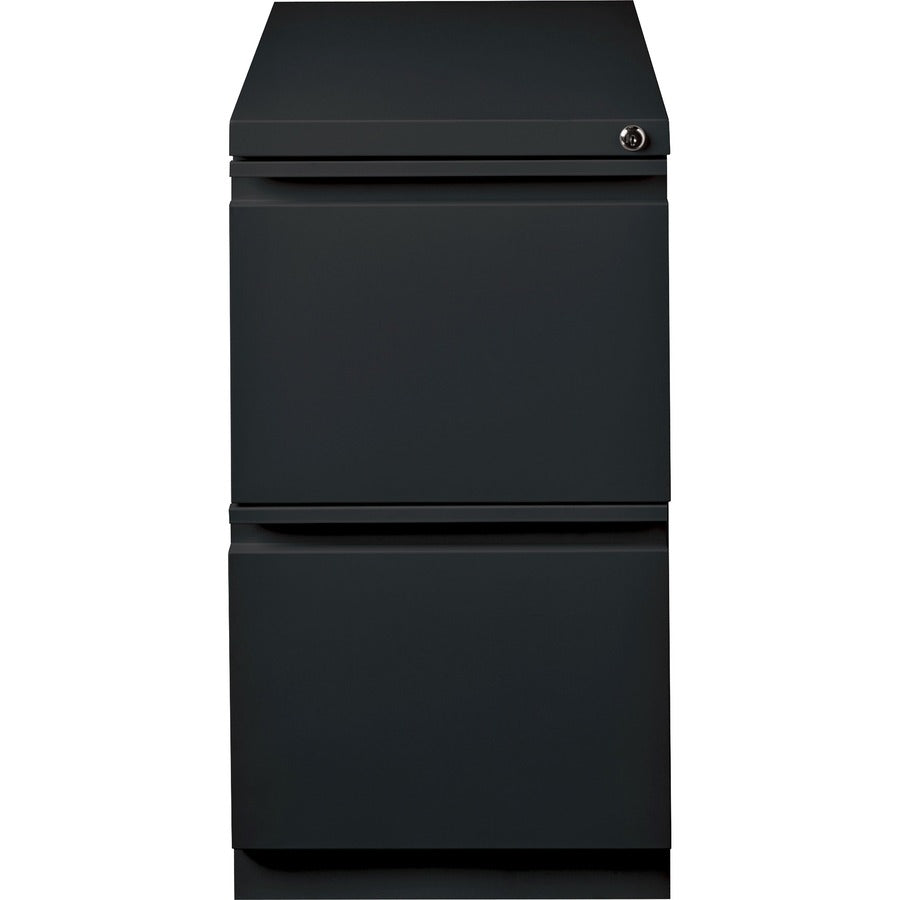 Lorell 20" File/File Mobile File Cabinet with Full-Width Pull - 15" x 20" x 27.8" - Letter - Security Lock, Ball-bearing Suspension, Recessed Handle - Black - Steel - Recycled