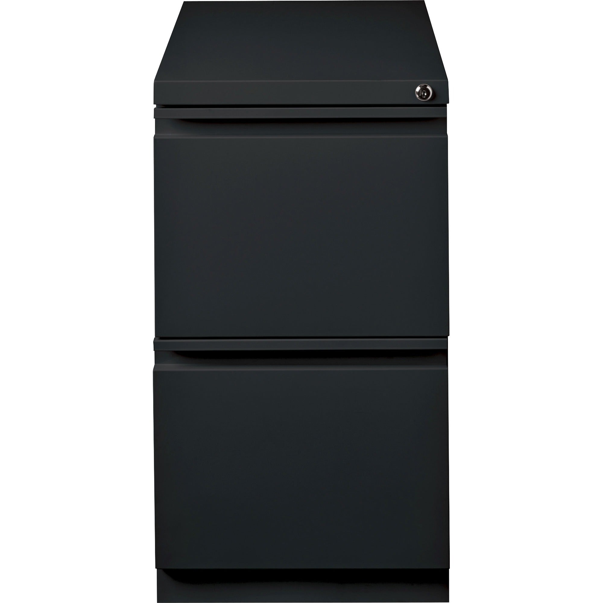 Lorell 20" File/File Mobile File Cabinet with Full-Width Pull - 15" x 20" x 27.8" - Letter - Security Lock, Ball-bearing Suspension, Recessed Handle - Black - Steel - Recycled - 