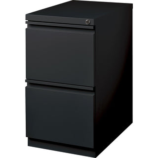 Lorell 20" File/File Mobile File Cabinet with Full-Width Pull - 15" x 20" x 27.8" - Letter - Security Lock, Ball-bearing Suspension, Recessed Handle - Black - Steel - Recycled