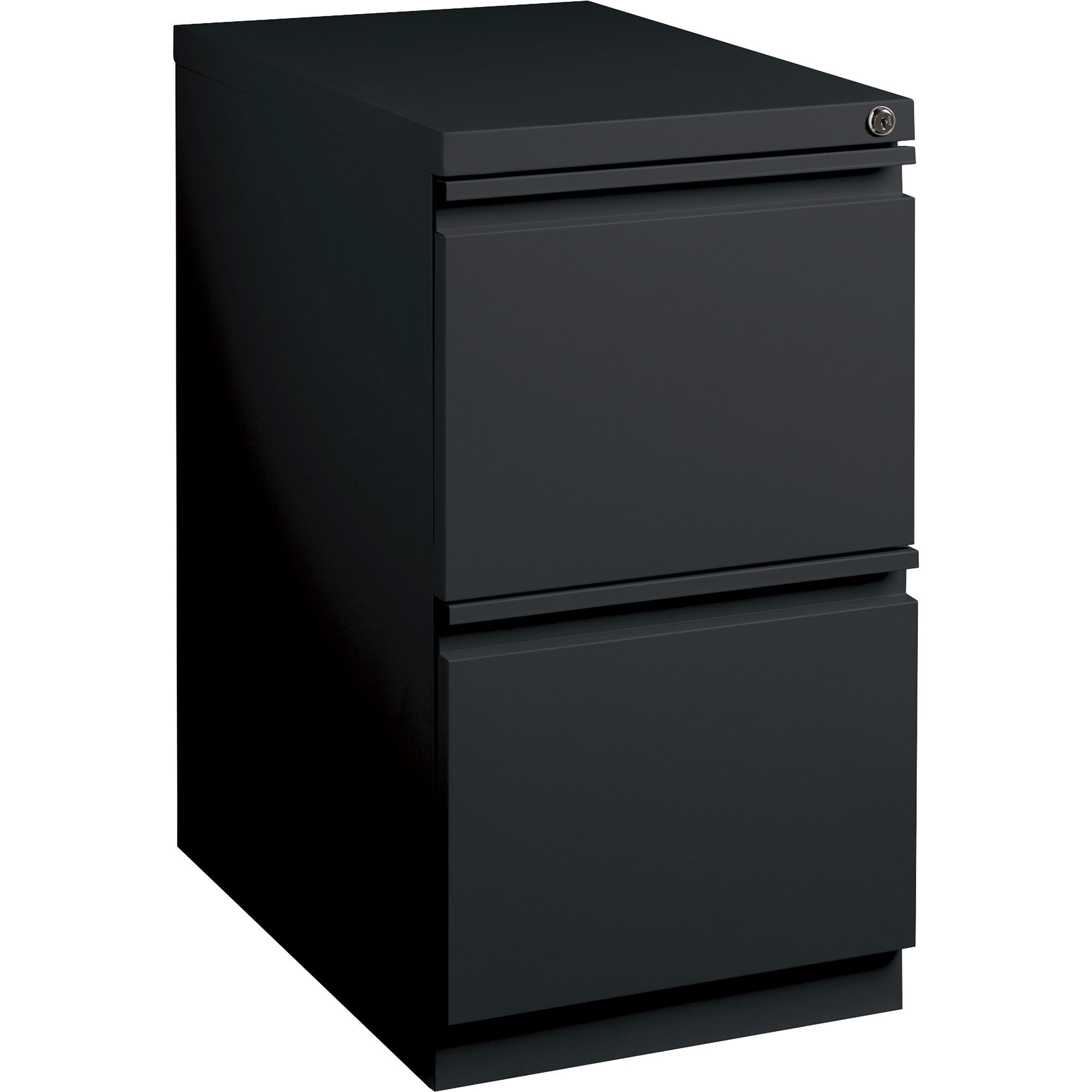 Lorell 20" File/File Mobile File Cabinet with Full-Width Pull - 15" x 20" x 27.8" - Letter - Security Lock, Ball-bearing Suspension, Recessed Handle - Black - Steel - Recycled - 