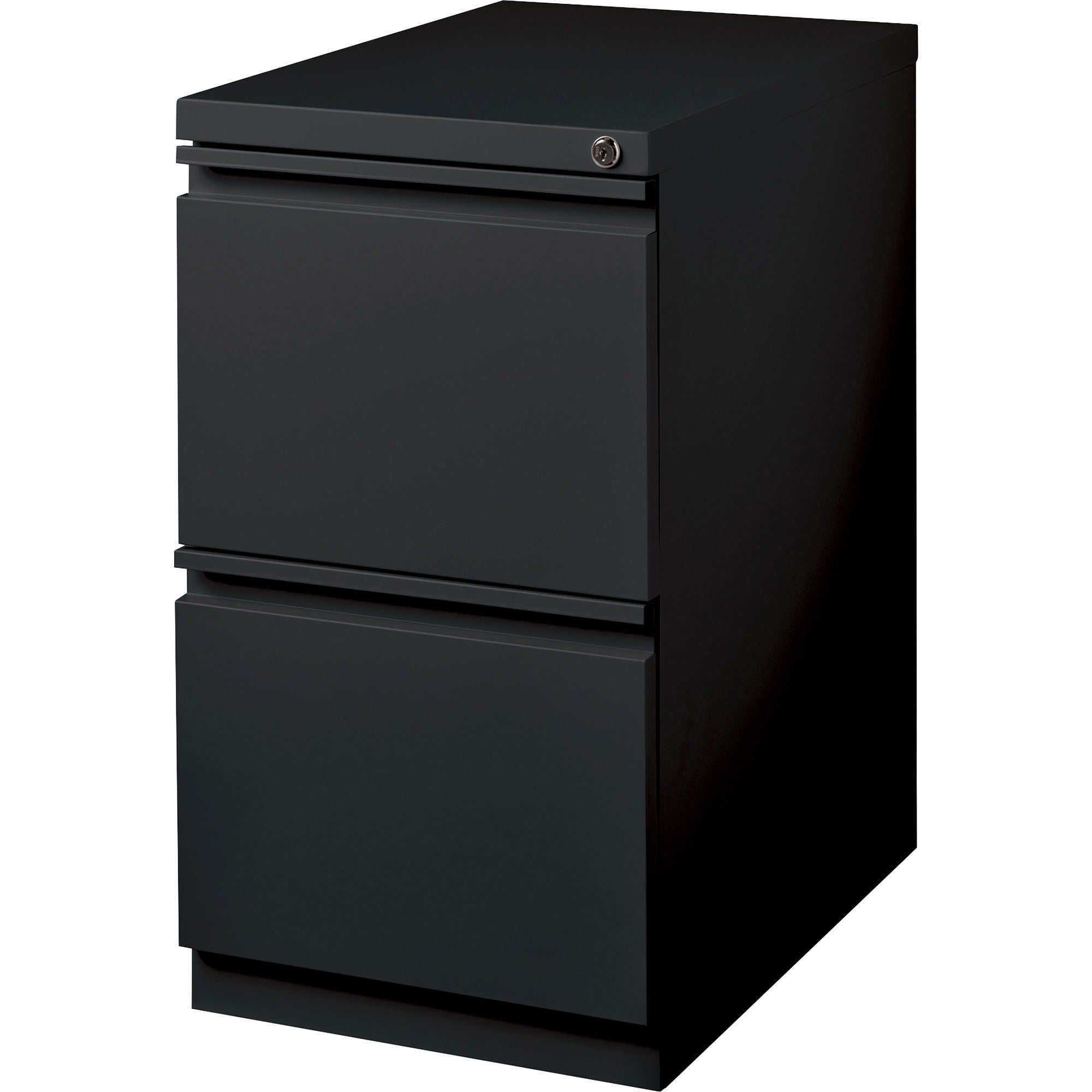 Lorell 20" File/File Mobile File Cabinet with Full-Width Pull - 15" x 20" x 27.8" - Letter - Security Lock, Ball-bearing Suspension, Recessed Handle - Black - Steel - Recycled - 