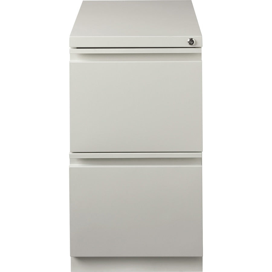 Lorell 20" File/File Mobile File Cabinet with Full-Width Pull - 15" x 20" x 27.8" - Letter - Ball-bearing Suspension, Recessed Handle, Security Lock - Light Gray - Steel - Recycled
