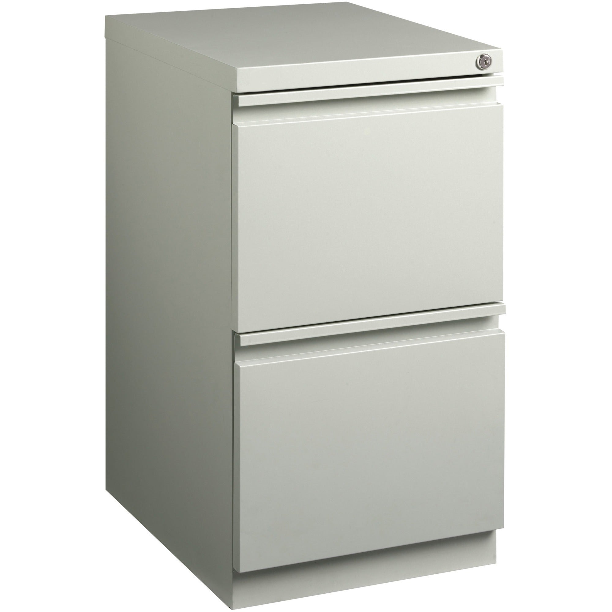 Lorell 20" File/File Mobile File Cabinet with Full-Width Pull - 15" x 20" x 27.8" - Letter - Ball-bearing Suspension, Recessed Handle, Security Lock - Light Gray - Steel - Recycled - 