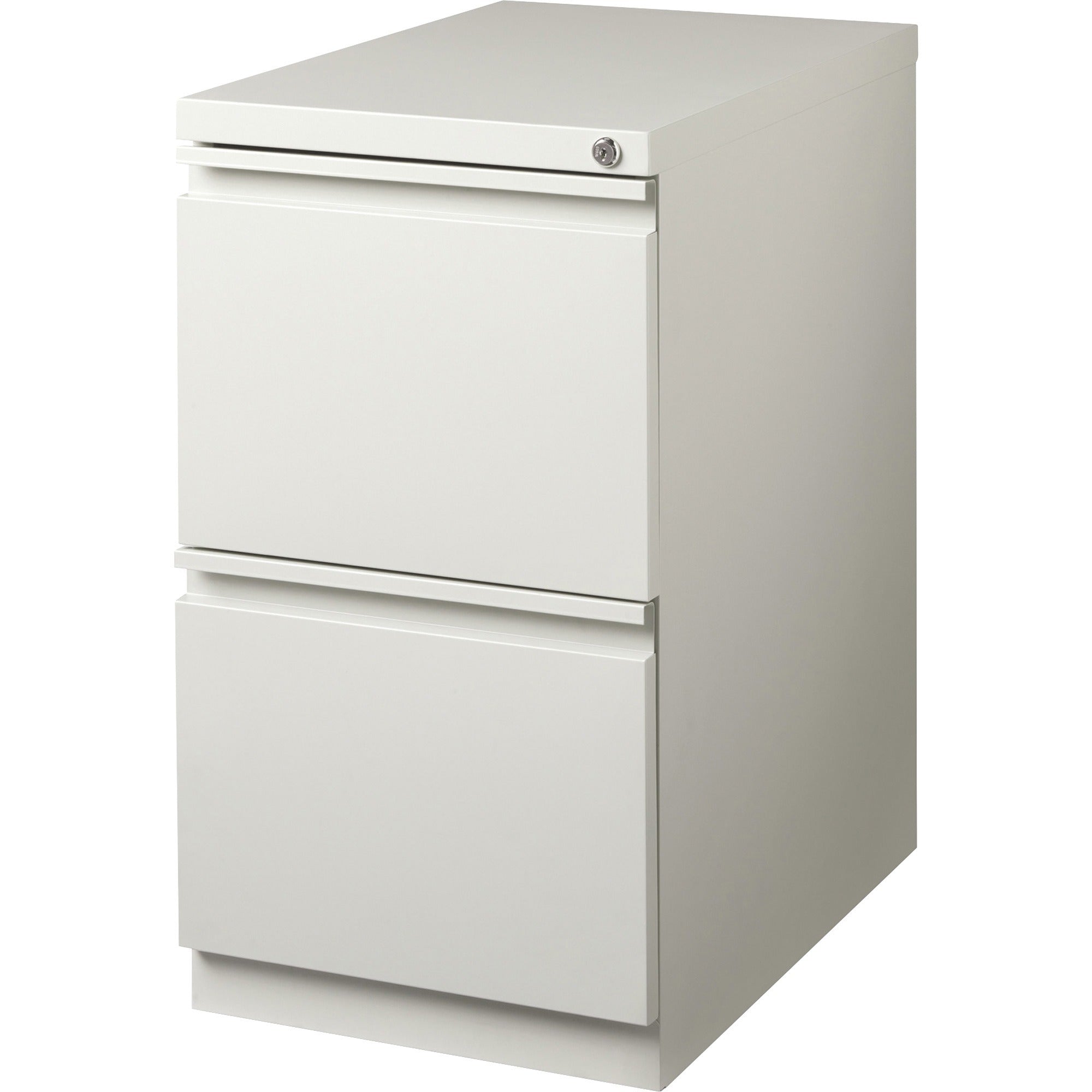 Lorell 20" File/File Mobile File Cabinet with Full-Width Pull - 15" x 20" x 27.8" - Letter - Ball-bearing Suspension, Recessed Handle, Security Lock - Light Gray - Steel - Recycled - 