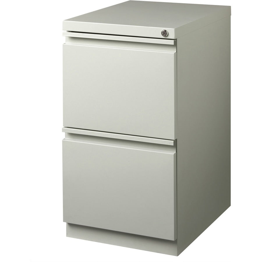 Lorell 20" File/File Mobile File Cabinet with Full-Width Pull - 15" x 20" x 27.8" - Letter - Ball-bearing Suspension, Recessed Handle, Security Lock - Light Gray - Steel - Recycled - 