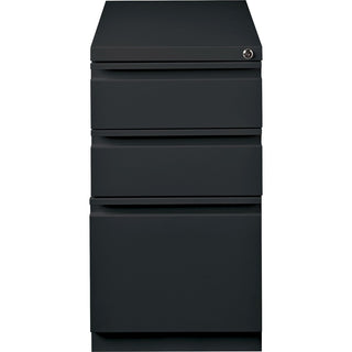 Lorell 23" Box/Box/File Mobile File Cabinet with Full-Width Pull - 15" x 22.9" x 27.8" - Letter - Vertical - Security Lock, Recessed Handle, Ball-bearing Suspension - Black - Steel - Recycled