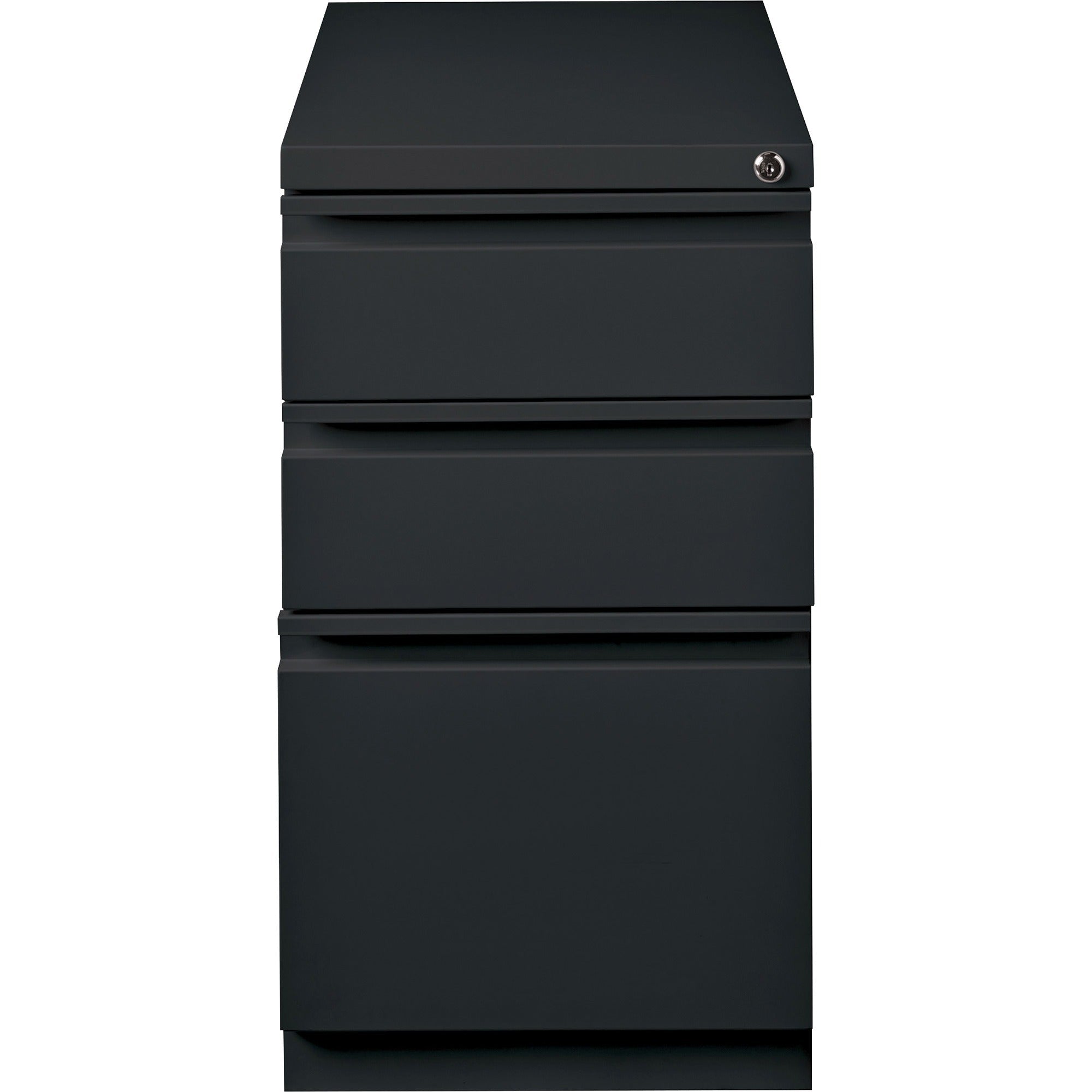 Lorell 23" Box/Box/File Mobile File Cabinet with Full-Width Pull - 15" x 22.9" x 27.8" - Letter - Vertical - Security Lock, Recessed Handle, Ball-bearing Suspension - Black - Steel - Recycled - 