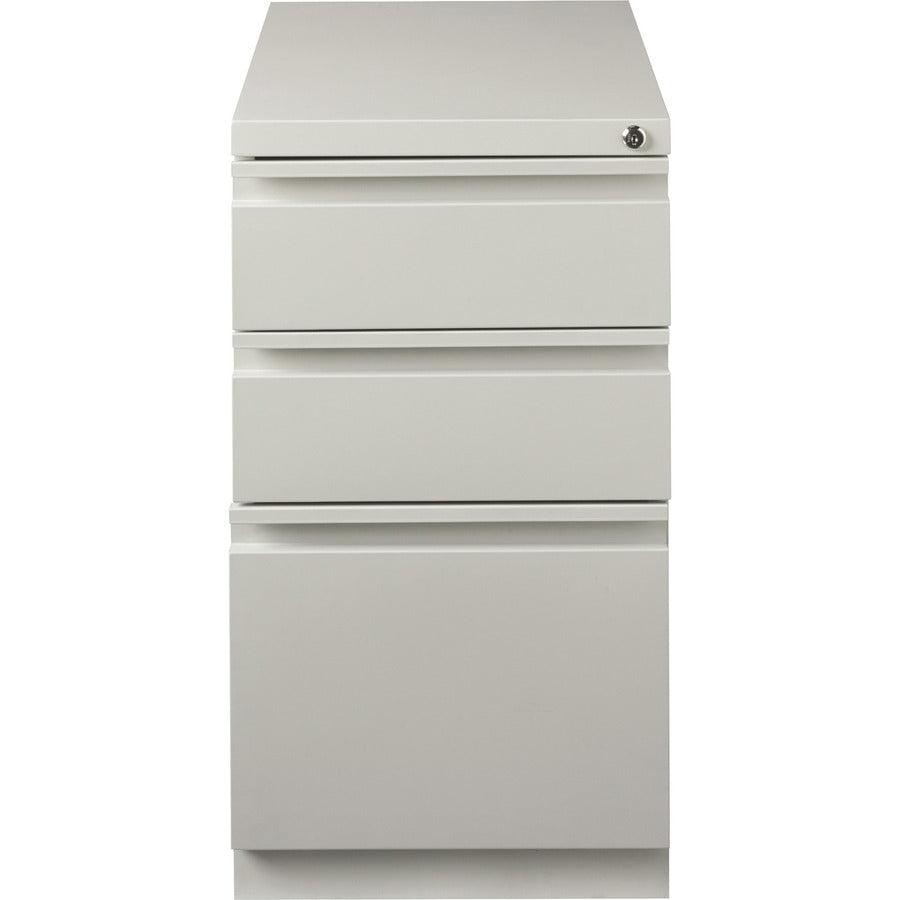 Lorell 23" Box/Box/File Mobile File Cabinet with Full-Width Pull - 15" x 22.9" x 27.8" - 3 x Drawer(s) for Box, File - Letter - Vertical - Ball-bearing Suspension, Security Lock, Recessed Handle - Light Gray - Steel - Recycled
