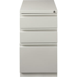 Lorell 23" Box/Box/File Mobile File Cabinet with Full-Width Pull - 15" x 22.9" x 27.8" - 3 x Drawer(s) for Box, File - Letter - Vertical - Ball-bearing Suspension, Security Lock, Recessed Handle - Light Gray - Steel - Recycled