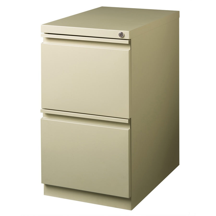 Lorell 23" File/File Mobile File Cabinet with Full-Width Pull - 15" x 22.9" x 27.8" - Letter - Ball-bearing Suspension, Security Lock, Recessed Handle - Putty - Steel - Recycled - 