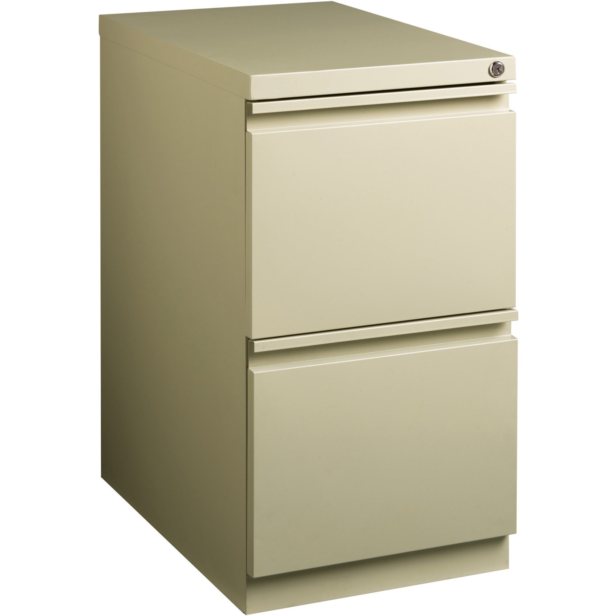 Lorell 23" File/File Mobile File Cabinet with Full-Width Pull - 15" x 22.9" x 27.8" - Letter - Ball-bearing Suspension, Security Lock, Recessed Handle - Putty - Steel - Recycled - 