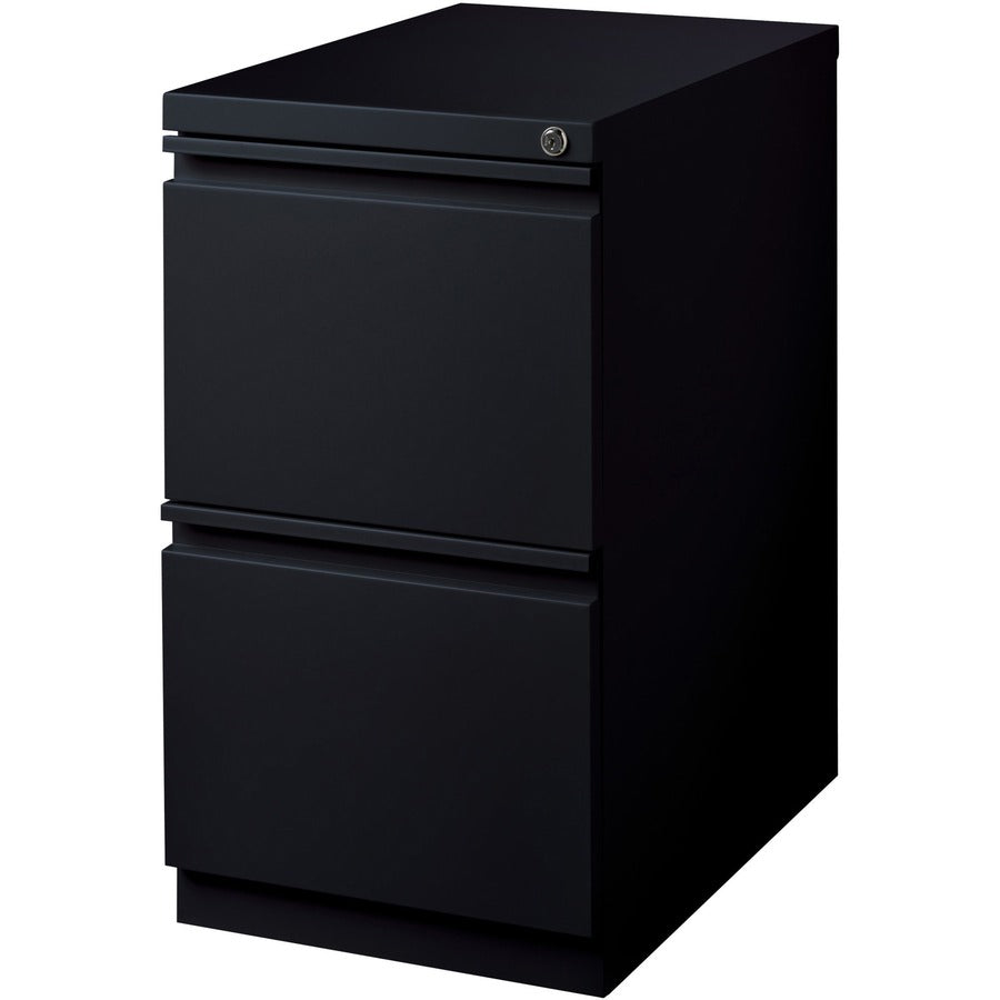 Lorell 23" File/File Mobile File Cabinet with Full-Width Pull - 15" x 22.9" x 27.8" - Letter - Vertical - Recessed Handle, Ball-bearing Suspension, Security Lock - Black - Steel - Recycled - 