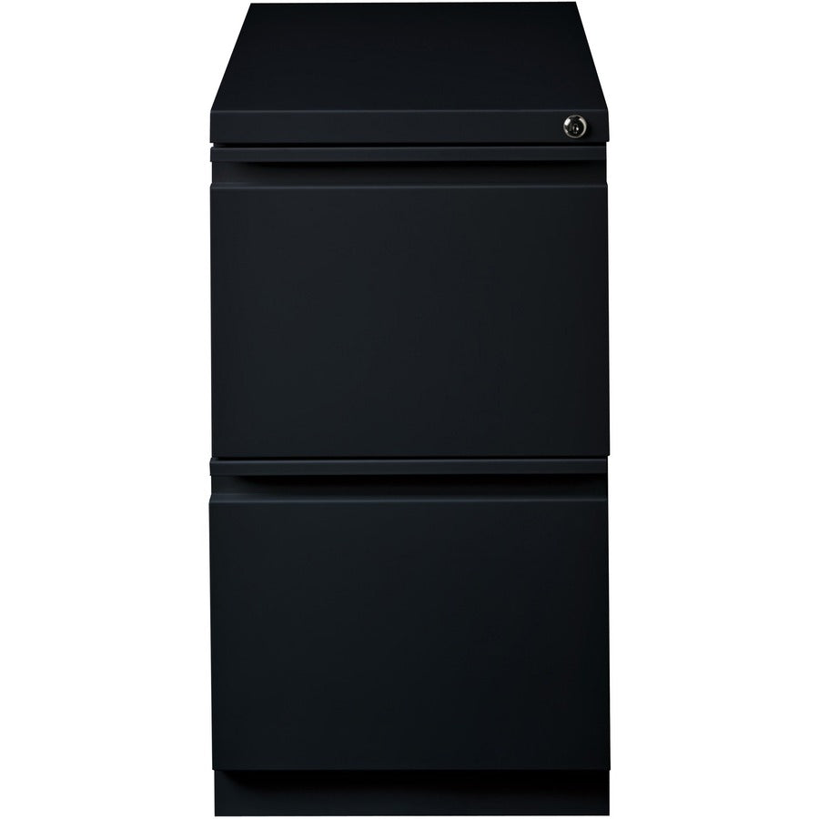 Lorell 23" File/File Mobile File Cabinet with Full-Width Pull - 15" x 22.9" x 27.8" - Letter - Vertical - Recessed Handle, Ball-bearing Suspension, Security Lock - Black - Steel - Recycled