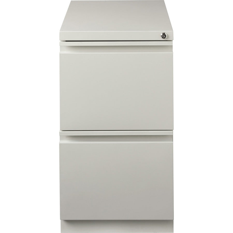 Lorell 23" File/File Mobile File Cabinet with Full-Width Pull - 15" x 22.9" x 27.8" - 2 x Drawer(s) for File - Letter - Vertical - Ball-bearing Suspension, Security Lock, Recessed Handle - Light Gray - Steel - Recycled