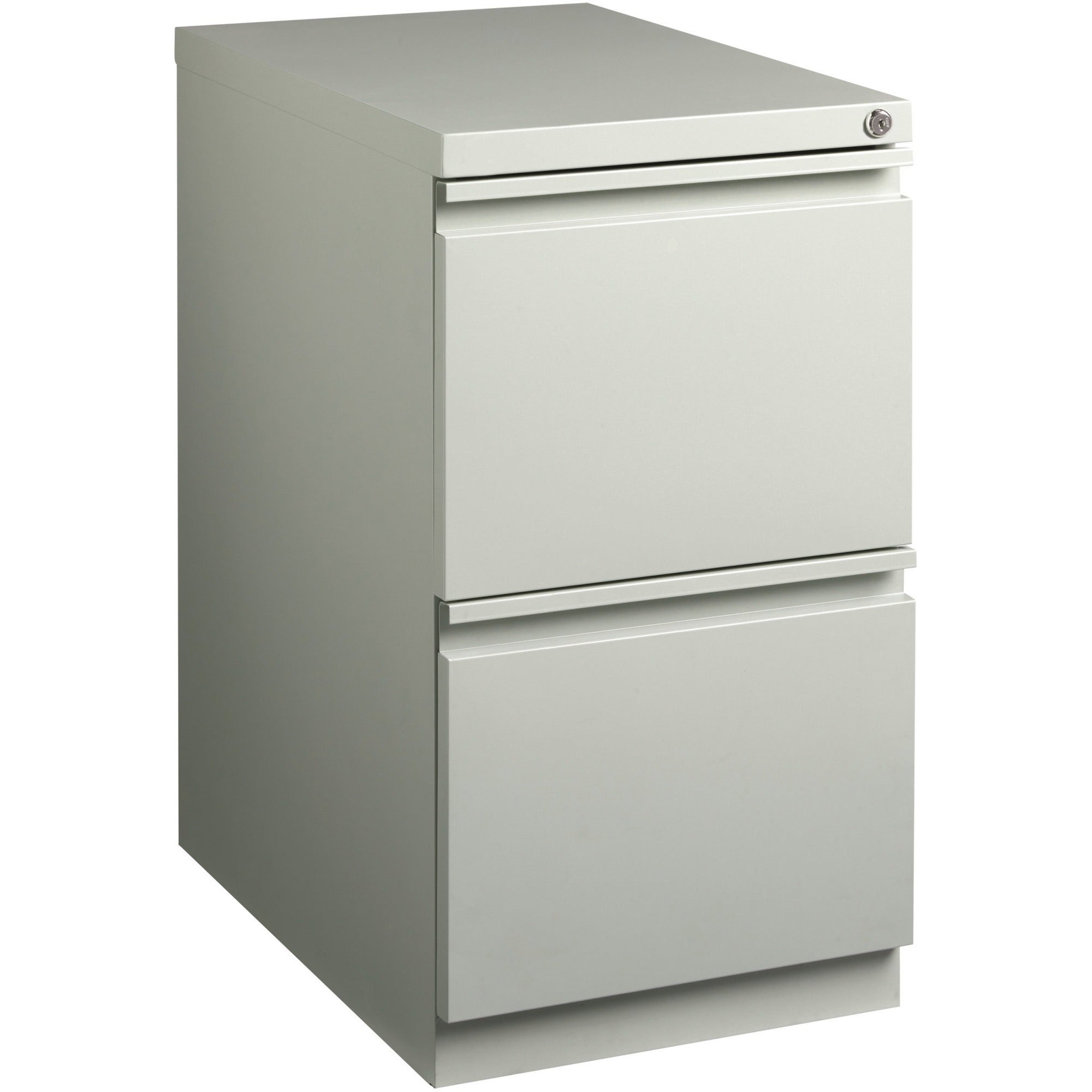 Lorell 23" File/File Mobile File Cabinet with Full-Width Pull - 15" x 22.9" x 27.8" - 2 x Drawer(s) for File - Letter - Vertical - Ball-bearing Suspension, Security Lock, Recessed Handle - Light Gray - Steel - Recycled - 