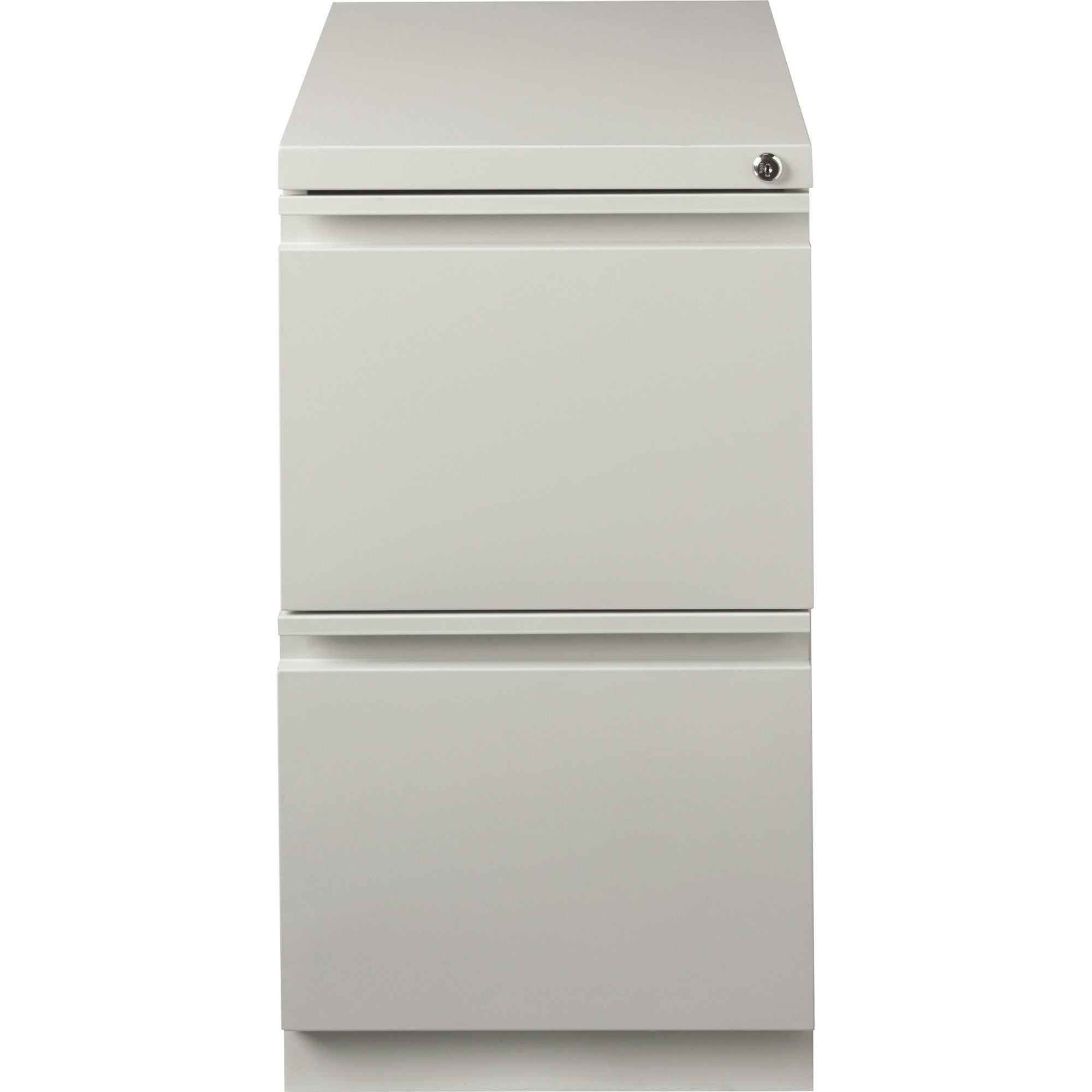 Lorell 23" File/File Mobile File Cabinet with Full-Width Pull - 15" x 22.9" x 27.8" - 2 x Drawer(s) for File - Letter - Vertical - Ball-bearing Suspension, Security Lock, Recessed Handle - Light Gray - Steel - Recycled - 