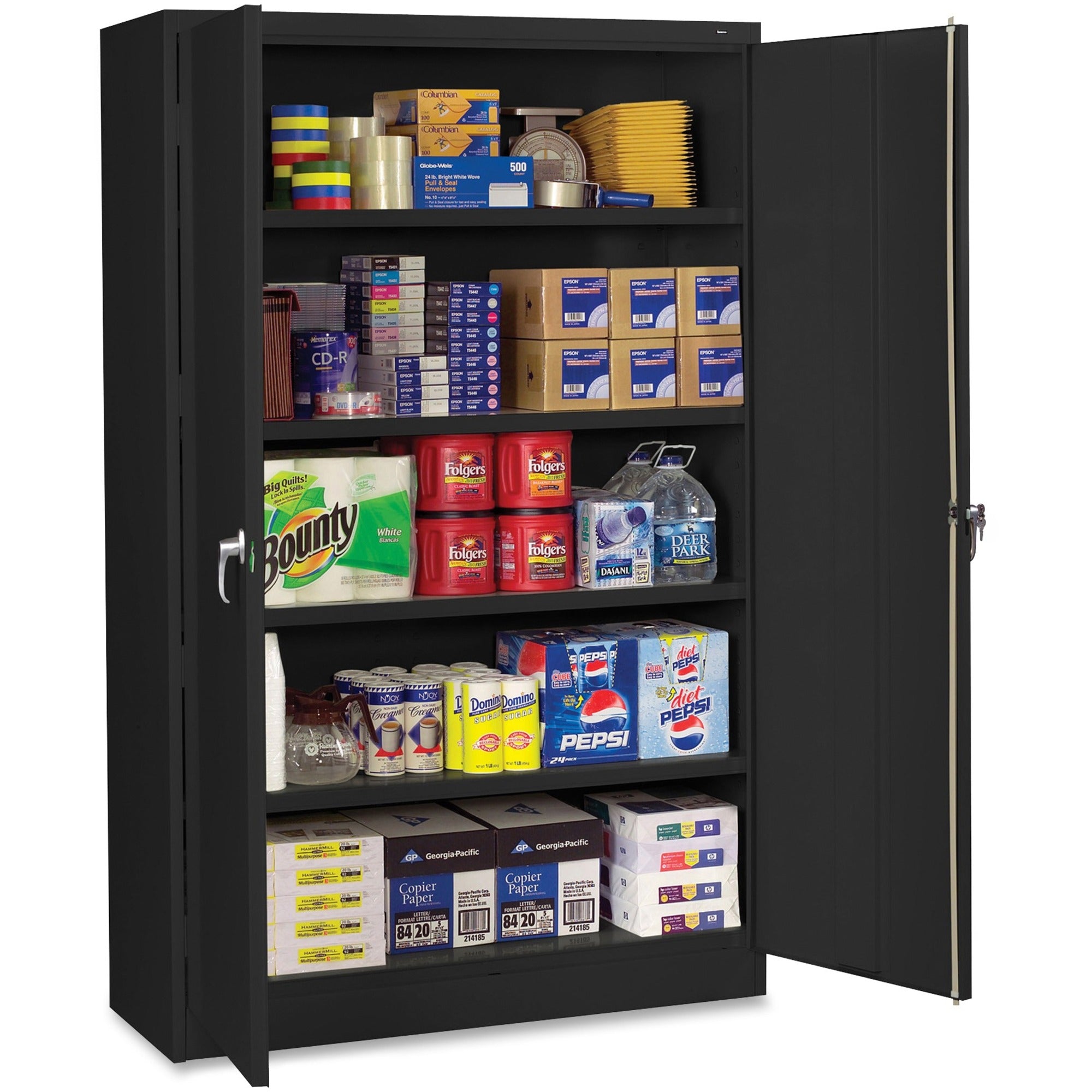 Assembled Jumbo Steel Storage Cabinet, 48w x 24d x 78h, Black
