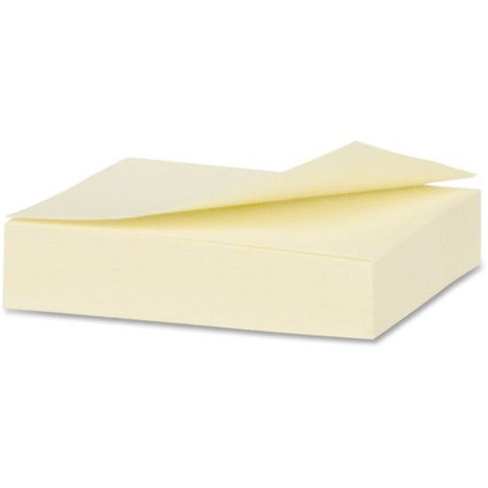 Business Source Yellow Adhesive Notes - 1.87" x 1.37" - Rectangle - Unruled - Yellow - Self-adhesive, Removable - 12 / Pack - Recycled - 