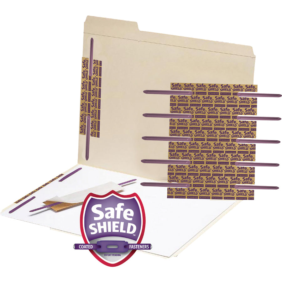 SafeSHIELD Two-Prong Fastener Base and Compressor Sets, 2" Capacity, 2.75" Center to Center, Purple, 50/Box