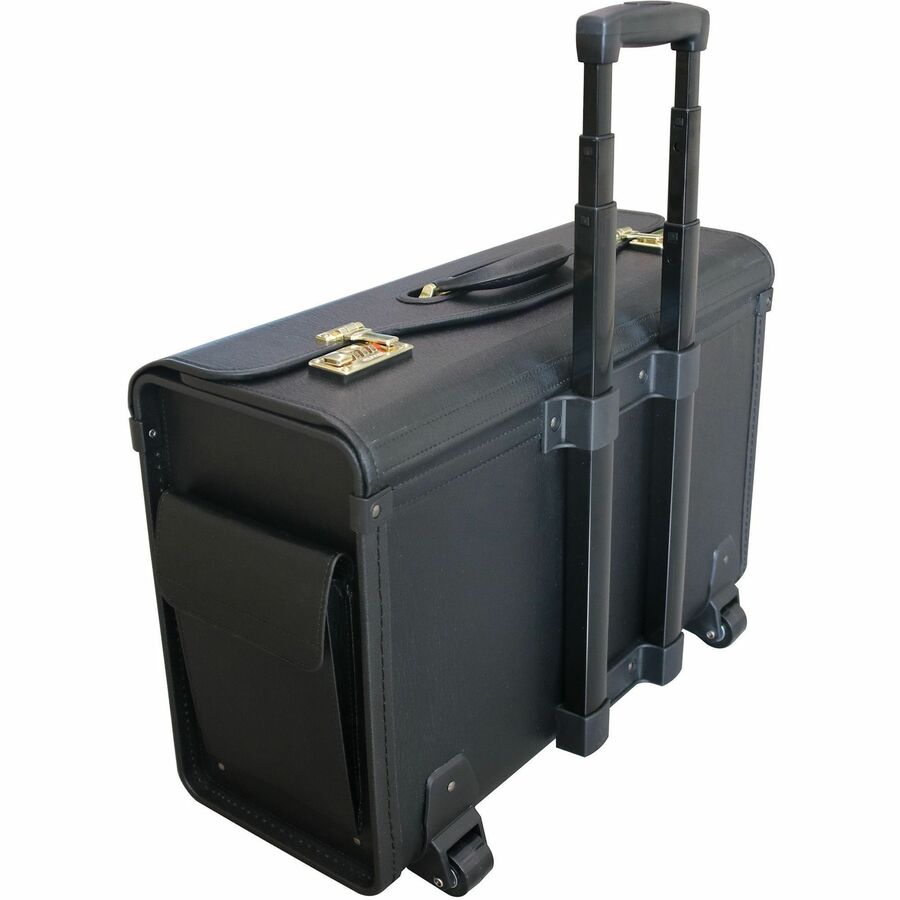 Lorell Travel/Luggage Case (Roller) Travel Essential, Book, File Folder - Black - Vinyl Body - Handle - 14" Height x 22" Width x 8" Depth - 1 Each