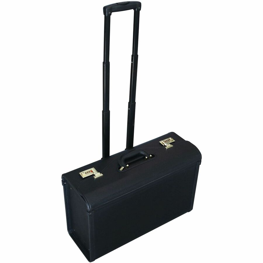 Lorell Travel/Luggage Case (Roller) Travel Essential, Book, File Folder - Black - Vinyl Body - Handle - 14" Height x 22" Width x 8" Depth - 1 Each
