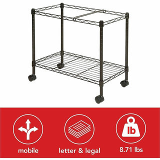 Lorell Mobile File Cart - 4 Casters - Steel - x 12.9" Width x 25.8" Depth x 20.5" Height - Black - 1 Each