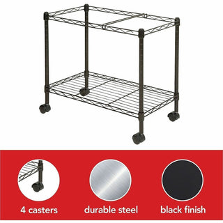 Lorell Mobile File Cart - 4 Casters - Steel - x 12.9" Width x 25.8" Depth x 20.5" Height - Black - 1 Each