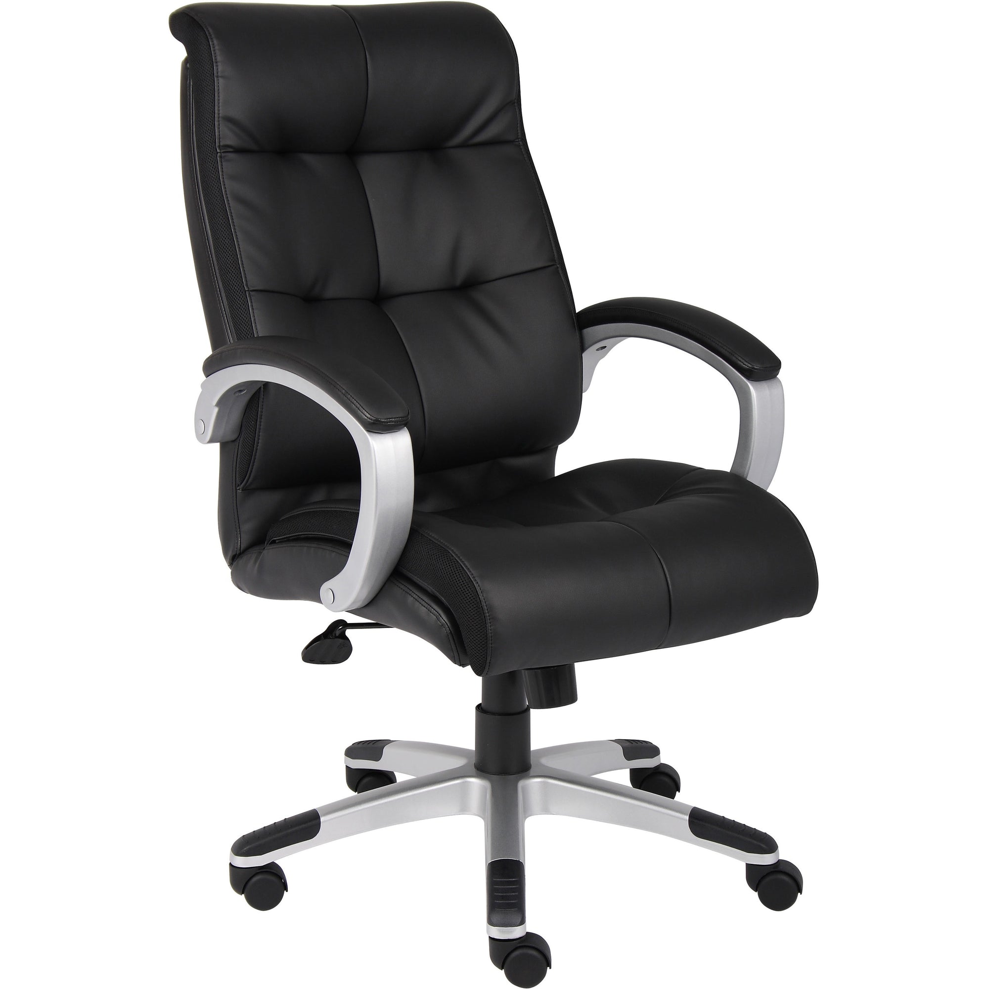 Lorell Classic Executive Office Chair - Black Leather Seat - 5-star Base - Black - 1 Each - 