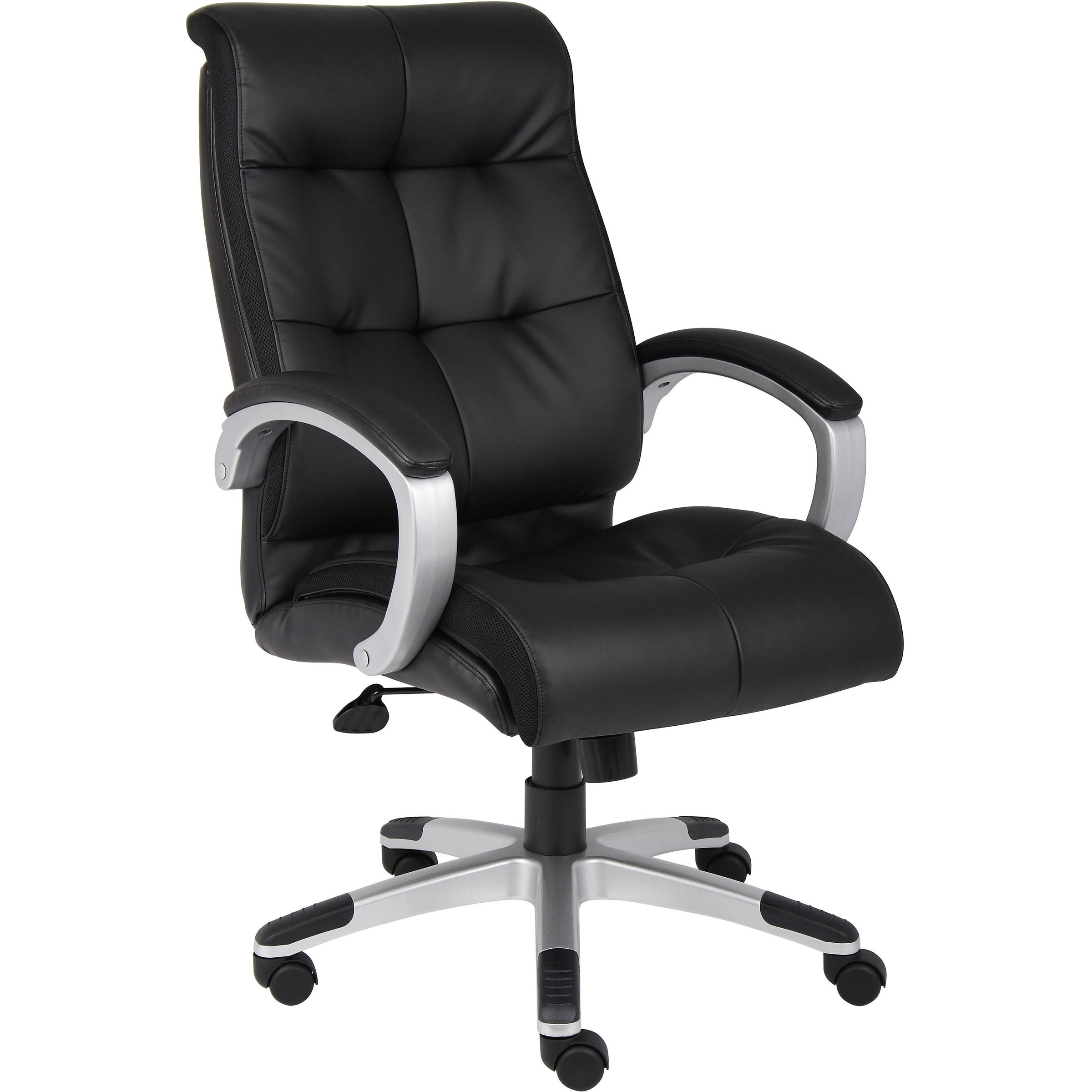 Lorell Classic Executive Office Chair - Black Leather Seat - 5-star Base - Black - 1 Each - 