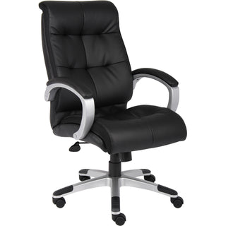 Lorell Classic Executive Office Chair - Black Leather Seat - 5-star Base - Black - 1 Each - 