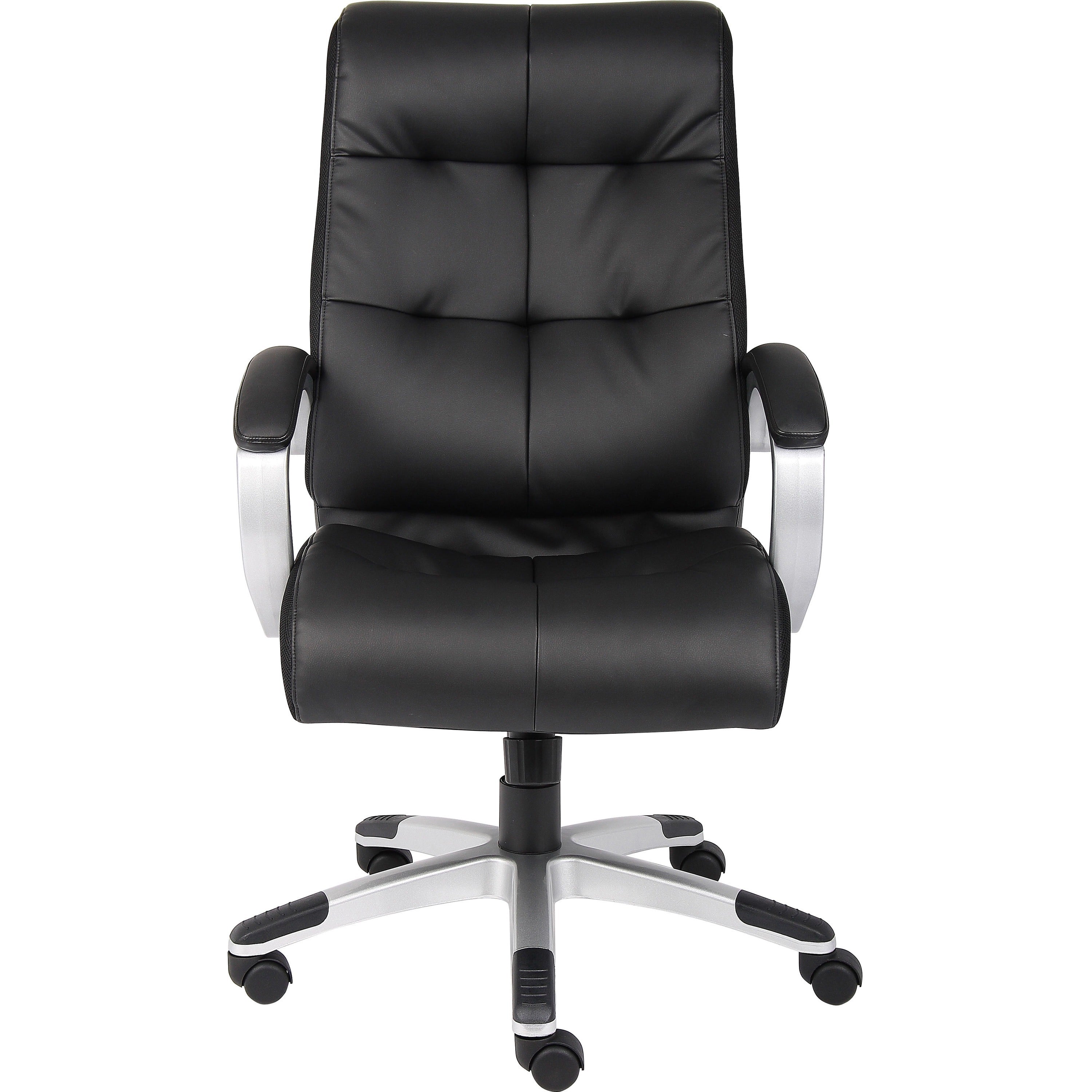 Lorell Classic Executive Office Chair - Black Leather Seat - 5-star Base - Black - 1 Each - 
