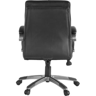 Lorell Low-back Executive Office Chair - Black Leather Seat - 5-star Base - Black - 1 Each