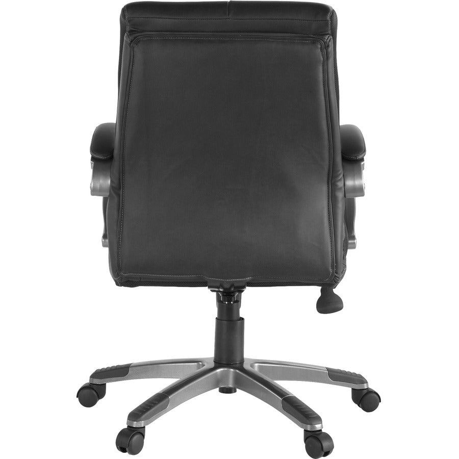 Lorell Low-back Executive Office Chair - Black Leather Seat - 5-star Base - Black - 1 Each