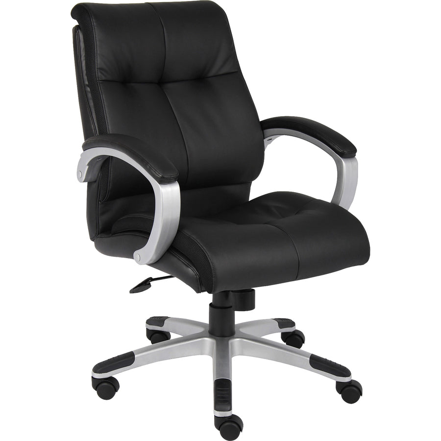 Lorell Low-back Executive Office Chair - Black Leather Seat - 5-star Base - Black - 1 Each - 