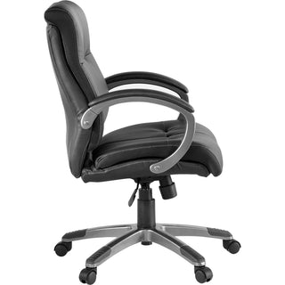 Lorell Low-back Executive Office Chair - Black Leather Seat - 5-star Base - Black - 1 Each