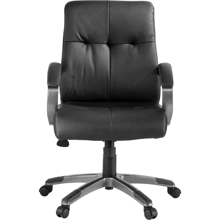 Lorell Low-back Executive Office Chair - Black Leather Seat - 5-star Base - Black - 1 Each