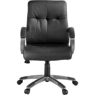 Lorell Low-back Executive Office Chair - Black Leather Seat - 5-star Base - Black - 1 Each