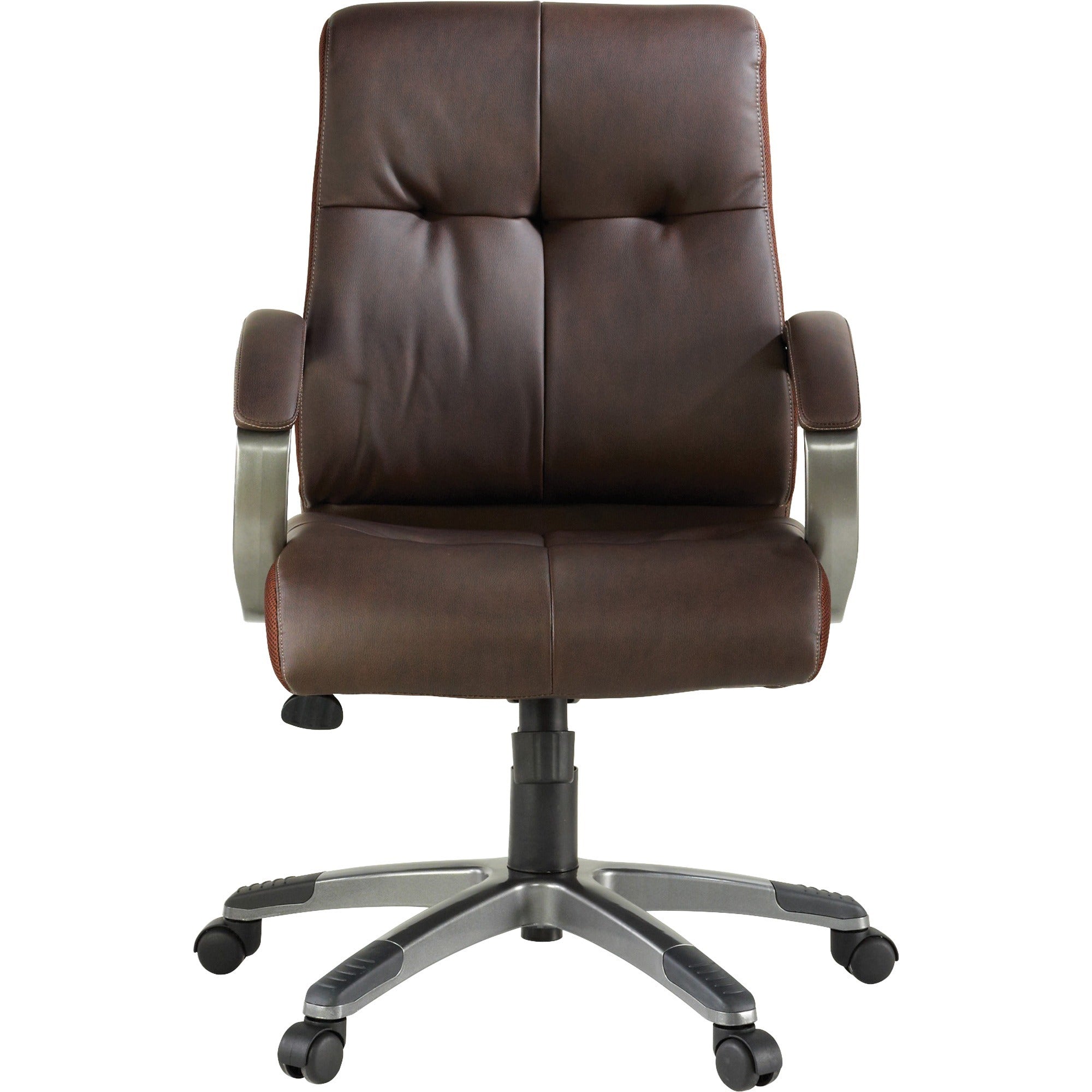 Lorell Low-back Executive Office Chair - Brown Leather Seat - 5-star Base - Brown - 1 Each - 