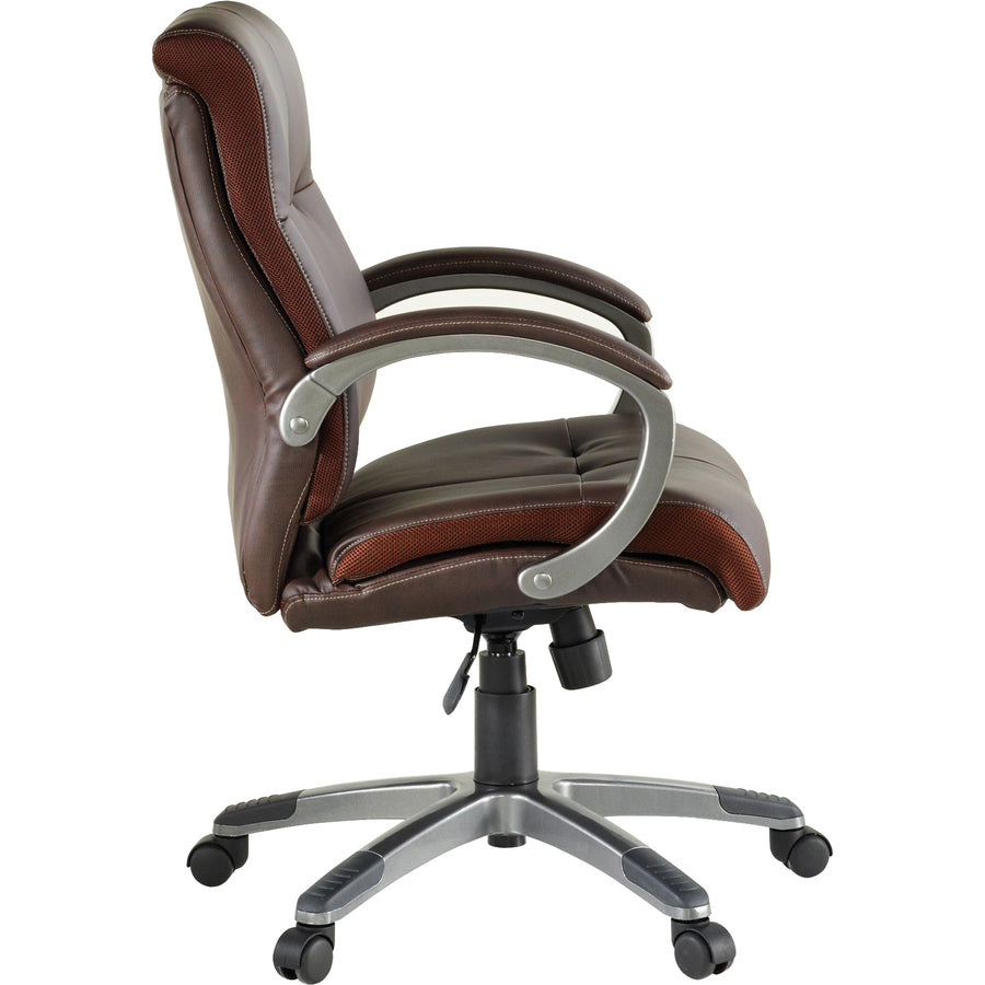 Lorell Low-back Executive Office Chair - Brown Leather Seat - 5-star Base - Brown - 1 Each - 